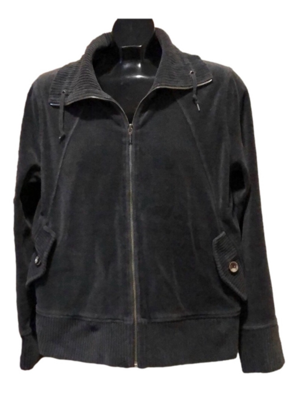 Jones New York Signature Sweater/Jacket, Size L, Dark Grey